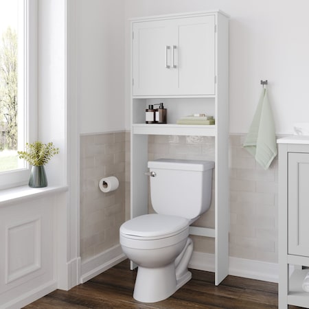Flash Furniture Vega Over the Toilet Storage Cabinet Organizer w/2 Magnetic Closure Doors, Adjustable Cabinet Shelf FS-VEGA-BATH-1-WH-GG